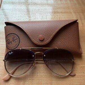 Ray-Ban Gold and Brown Aviator Sunglasses